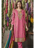 Georgette Pink Festival Wear Embroidery Work Pakistani Suit